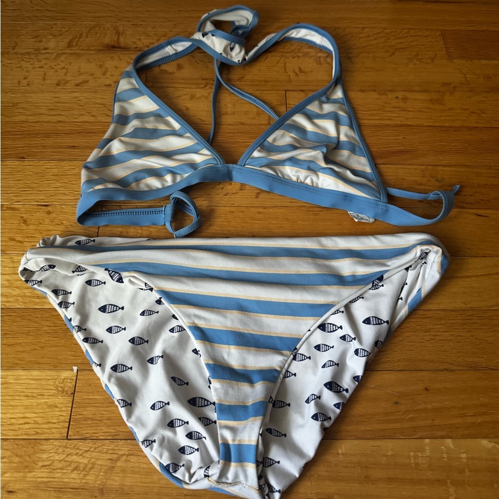 Splendid Kids Bikini with Blue and Cream Stripes